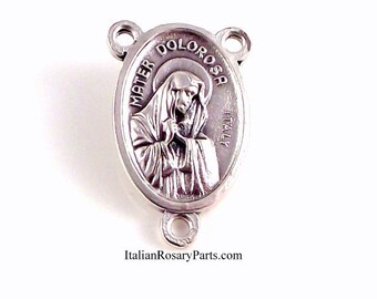 Virgin of Sorrows Holy Face of Jesus Rosary Center Medal | Italian Rosary Parts
