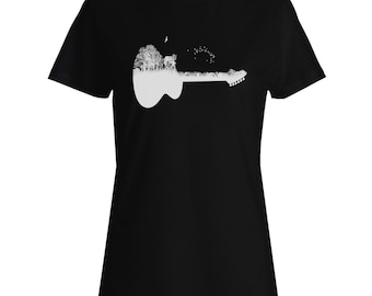 Guitar Wild Forest Ladies T-shirt u491f