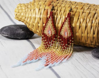 Shoulder Duster Earrings Gold earrings extra long earrings tassels earrings dangle earrings brown earrings summer earrings gypsy earrings