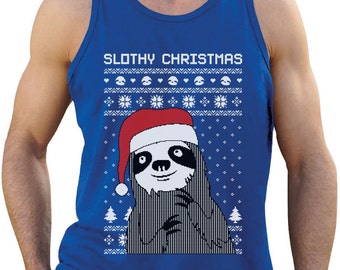 Slothy Xmas - Ugly Christmas Sweater Men's Tank Top Singlet