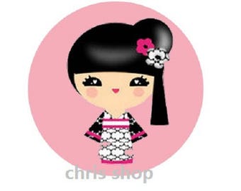 Nice pink kokeshi, 25mm