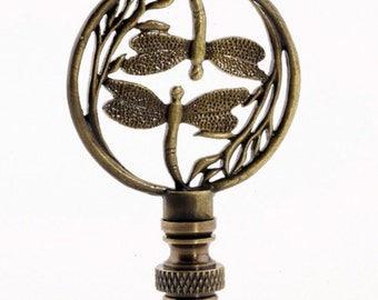 LAMP FINIAL dragonflies antique brass