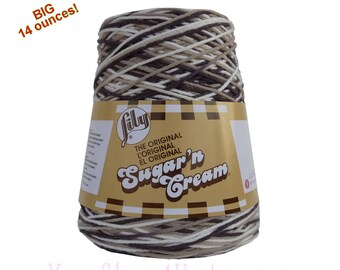 CHOCOLATE OMBRE 14oz Sugar N Cream Cotton Cone yarn cotton yarn. Beige Tan Brown Cotton dish cloth yarn, Lily 100% Cotton Cone Yarn