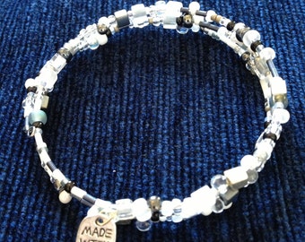 Monochrome Spiral Beaded Bracelet