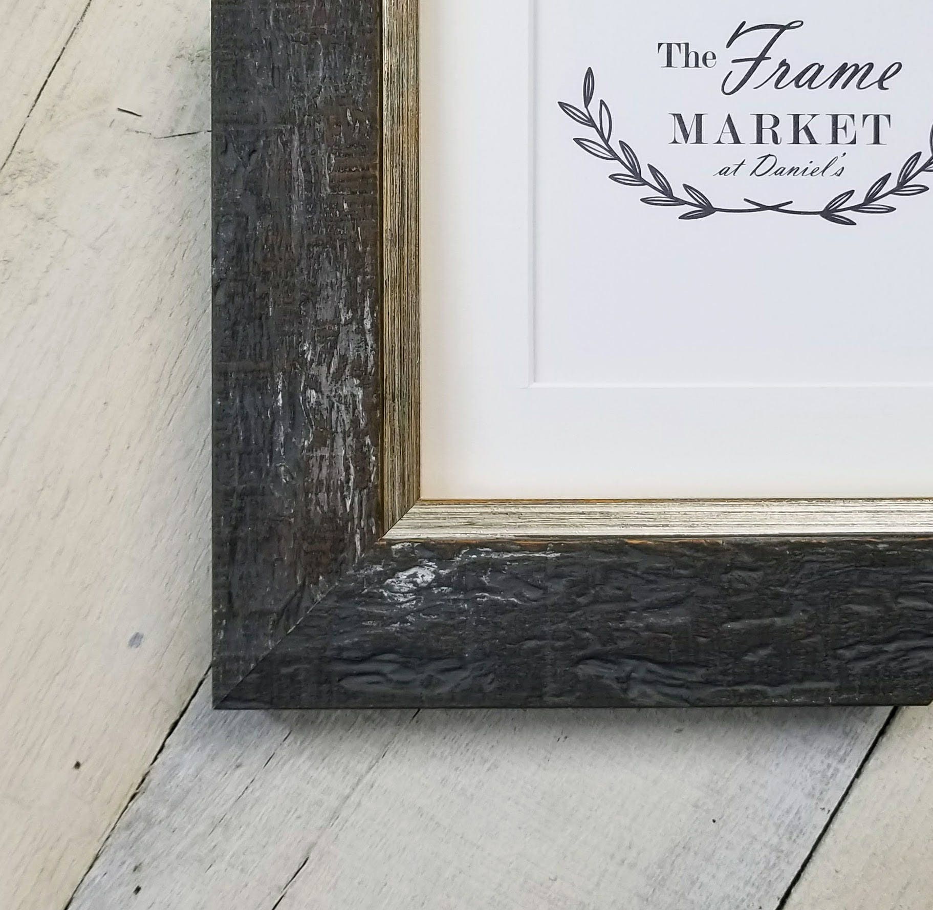 Haven Dark Distressed Wood Picture Frame with White Mat 8x10