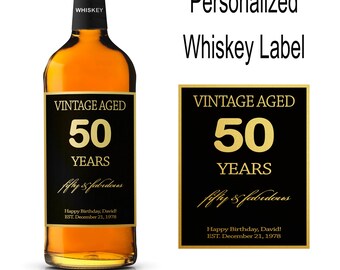 Whiskey-Label, Whiskey-Etikett, Geburtstag-Etikett, Personalisierte Geschenke, Individuelles Geburtstaggeschenk, Geschenk für Männer