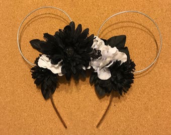 Black and white wire Halloween Minnie Ears