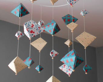 Mobile origami Prism blue yellow