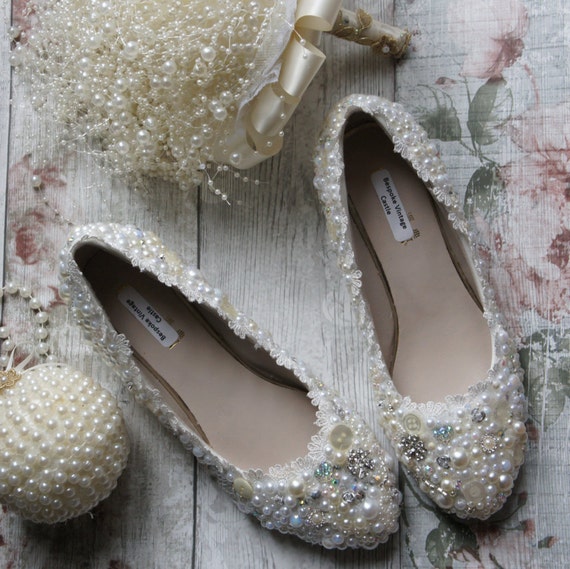 Items similar to wedding shoes, pearl shoes,bridal shoes, the bride ...