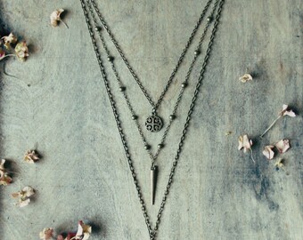Layered necklace, boho necklace, Christmas gifts, mandala necklace, bohemian necklace, boho jewelry, bohemian jewelry, Christmas gifts