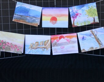 Landscape Watercolor Note cards (age 9)