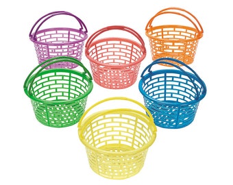 12 Plastic Easter Egg Hunt Baskets - Brights or Pastels | Kids Easter Parties