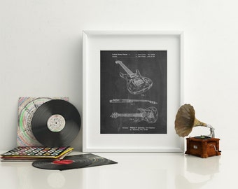 Electric Guitar Patent Poster, Guitar Wall Art, Musician Gift, Music Room Wall Art, Guitar Gifts, PP0888