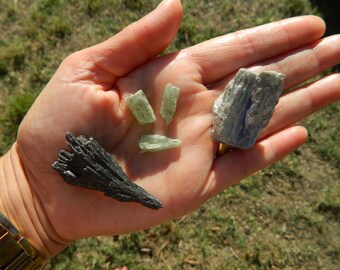 Kyanite Crystal Pack, Blue Kyanite, Green Kyanite, Black Kyanite