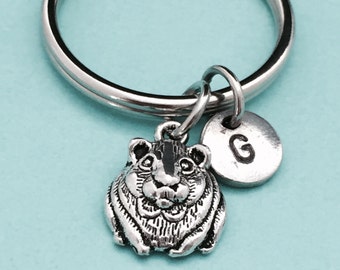 Hamster keychain, hamster charm, animal keychain, personalized keychain, initial keychain, customized keychain, monogram