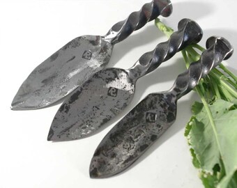 MEDIUM - The Original Blacksmith Forged Railroad Spike Hand Trowel