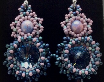Crystal Bezel Earrings with Briolette