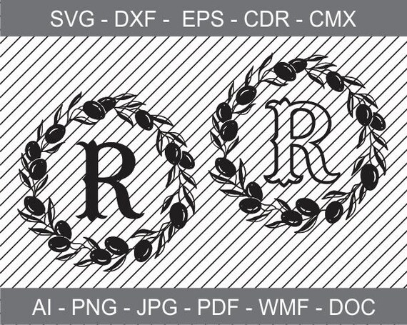 Download Olive Wreath Monogram svg ai dxf cdr eps jpeg png