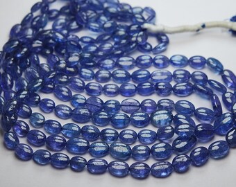 8 Inch Strand,Finest Quality,Natural TANZANITE Smooth Oval Nuggets,6-7mm size