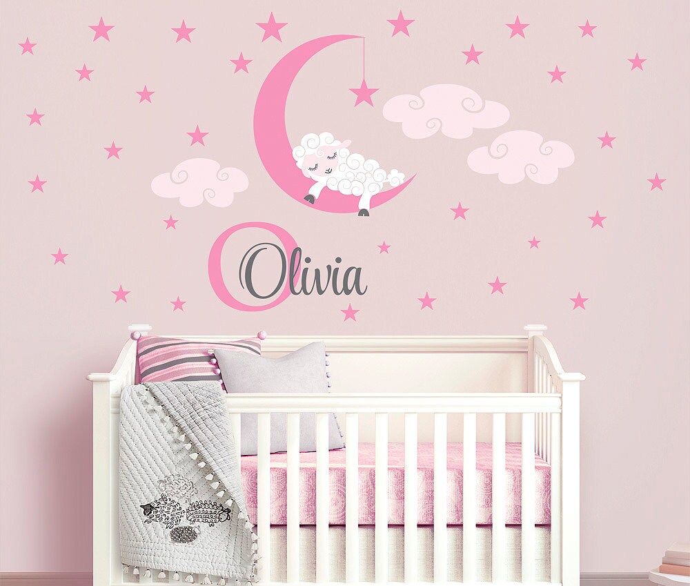 Sheep Vinyl Wall Decal Sticker for Nursery Girl's Room or