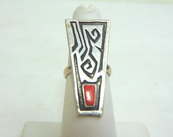 Vintage Estate Sterling Silver Ring W/ Southwestern, Native American Design 7.3g E3674