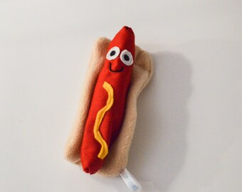 Hot dog toy, small dog toy, pet lover gift, squeaker dog toy, dog toys
