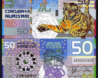 Kamberra, POLYMER, 50 Numismas, China Lunar Year 2010, UNC > TIGER