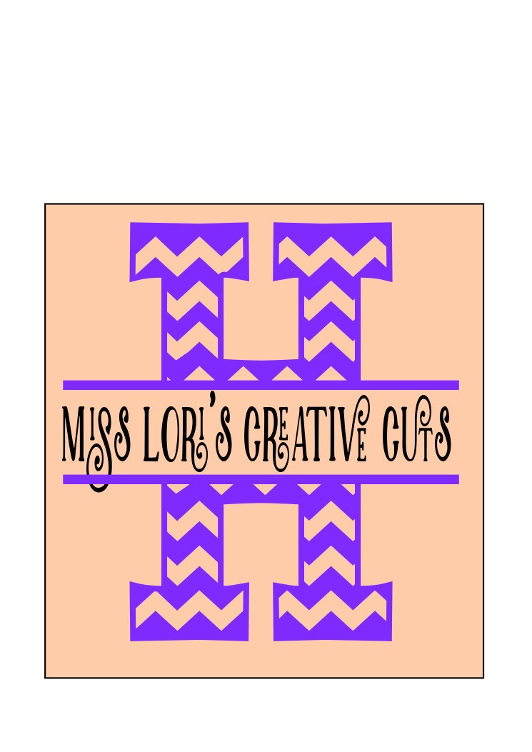 Split letter CHEVRON Letter monogram H SVG Cut file Cricut