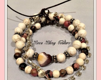 Custom Double Strand Beaded Bracelet with Rhinestone accents
