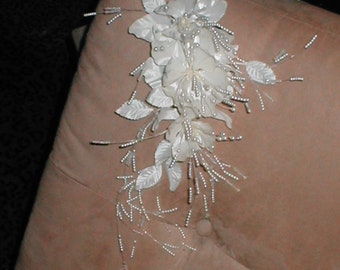 White Bridal Headpiece Floral Spray