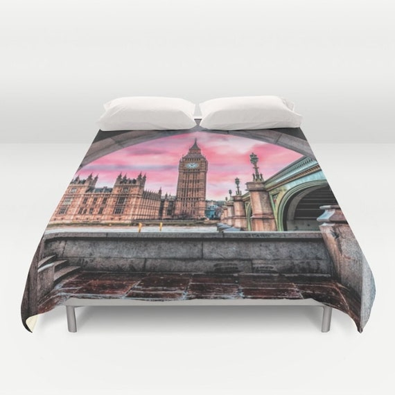 Duvet Cover London Big Ben Pink QUEEN 88 X 88
