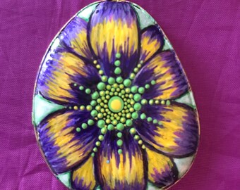 Mandala stone, hand painted, dot art, painted rock, painted stone, pendant