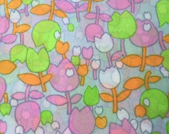 Fabulous 1960's MOD Bright Colored Sheer Tulip Fabric ~ Authentic Vintage Fabric At Hope Knows Vintage