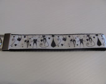 Black Cats Wristlet Key Fob