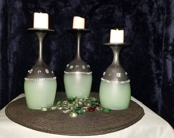 wine glass candle holders