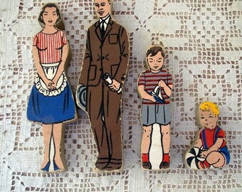 Vintage Wooden Block Family-Set of Four