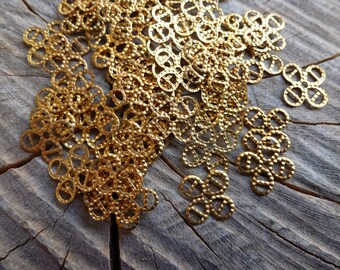 25 Small Brass Filigree Connector Links Ccart