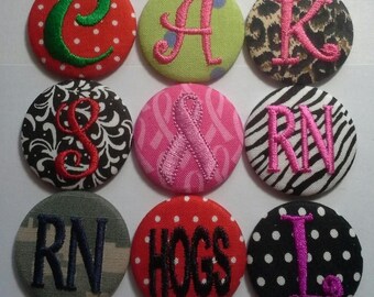 Custom Monogrammed Badge Reel Clip On or Swivel Clip - Id Holder- Personalized Retractable