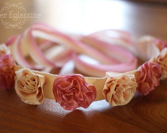 Wedding pink and ivory headband