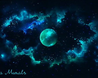 Glow in the Dark Mural | Nebula with Planet | NEW ART