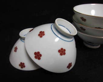 Set of 5 "Arita" Porcelain Rice Bowls "Chawan" around 1960s