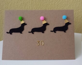 personalised dachshund birthday card // dachshund card // sausage dog card // daxie // 18th // 21st // 30th // 40th // 50th // 60th // 70th