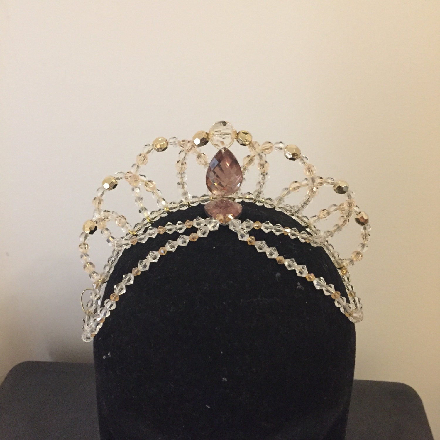 Ballet dance tiara in clear and gold/amber tones custom