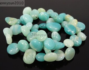 Natural Amazonite Gemstones Freeform Flat Teardrop Drop Barpque Beads 16'' Jewelry Design