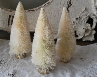 White Bottle brush trees 6" christmas trees craft supplies vintage style supplies mini trees holiday crafting christmas millinery
