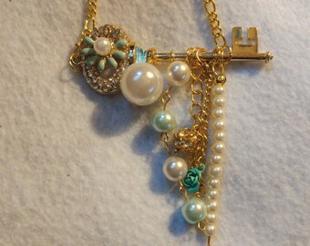 Key charm necklace, key necklace, charm necklace, gold key necklace, gold necklace, gifts for her