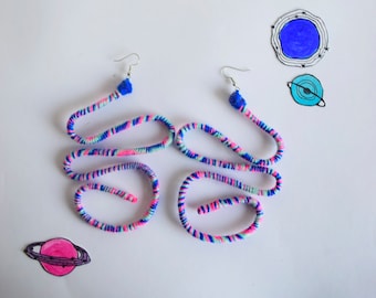 Oversize unique one of a kind trippy festival fairy earring ipnsired by the beauty of the universe perfect for hippie or boho girl