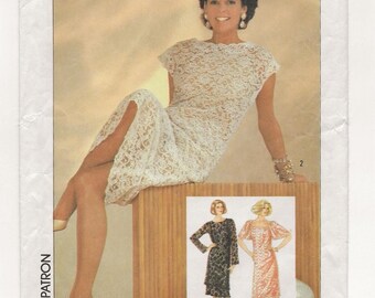 A Lace Overdress and Slip Dress w/Sleeve & Neckline Variations Sewing Pattern for Women: Uncut - Size 10, Bust 32-1/2" • Simplicity 6837