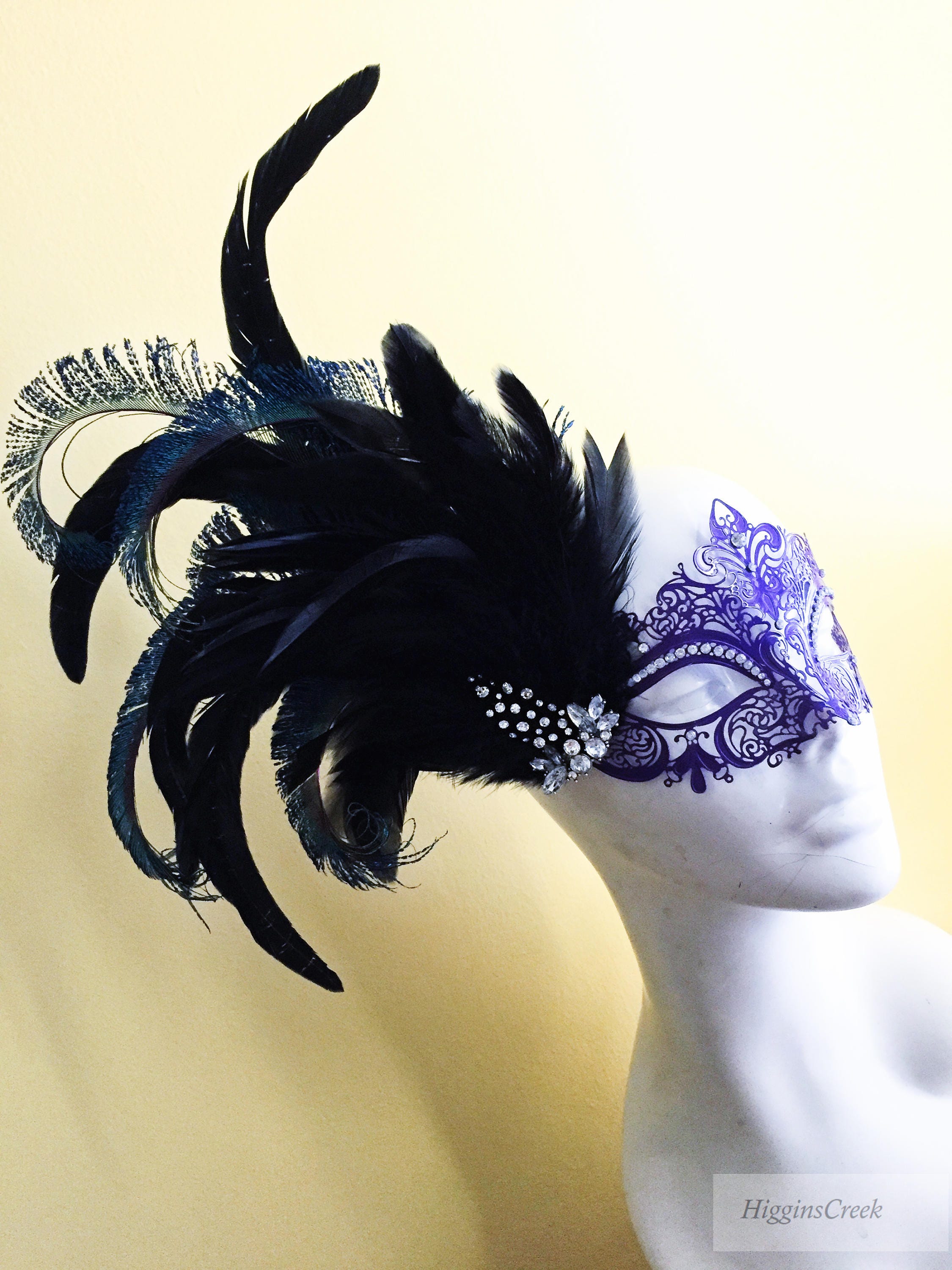 Purple Filigree Metal Mask Masquerade Ball Mask with