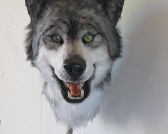 fursuit Gray Wolf mask wolf fursuit mask has book